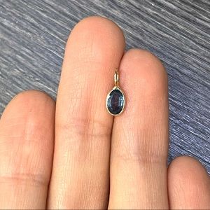 Blue Sapphire Pendant Charm in solid 14k Yellow Gold